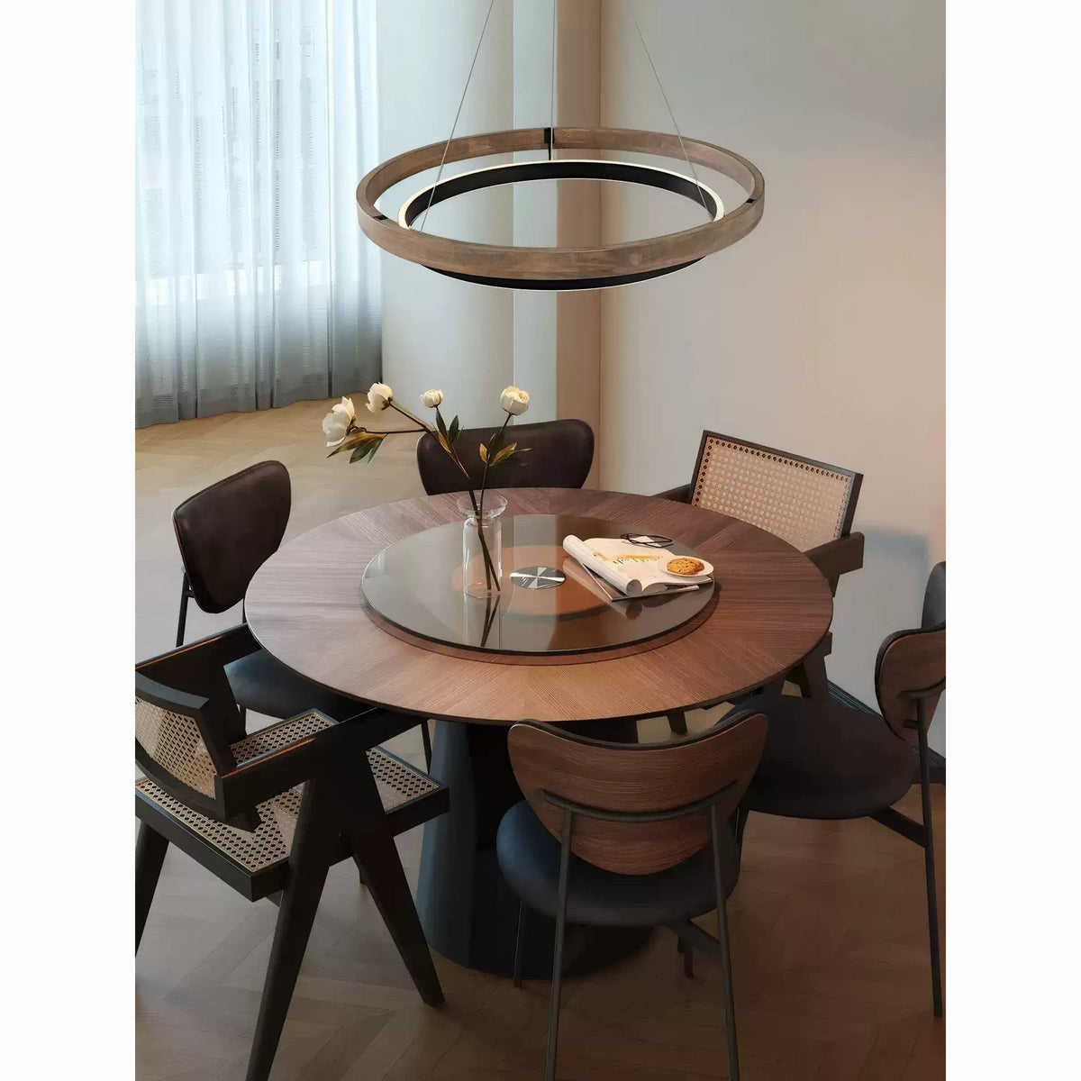 WOMO Wooden Circular LED Pendant Lights - WM2492