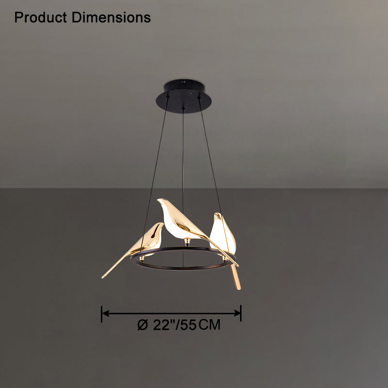 WOMO Gold Bird Round Chandelier - WM2512d