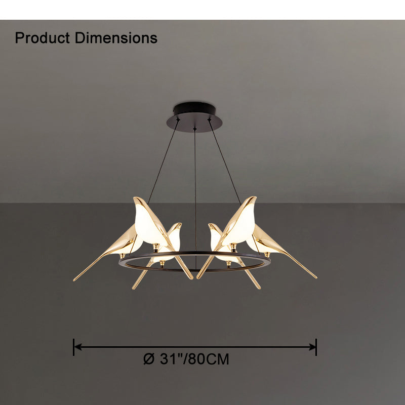 WOMO Gold Bird Round Chandelier - WM2512d