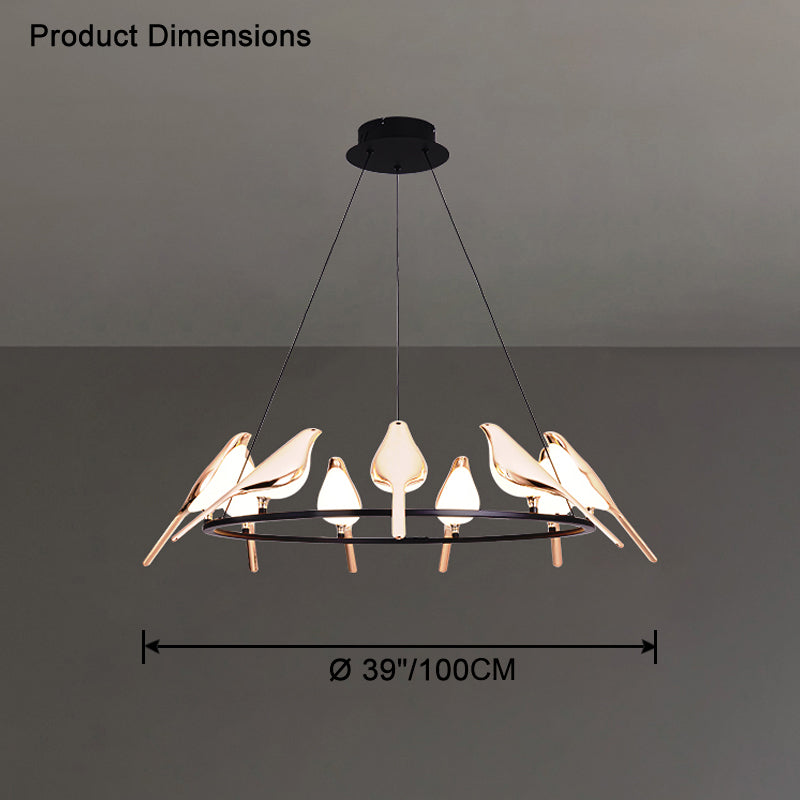 WOMO Gold Bird Round Chandelier - WM2512d