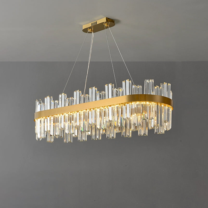 Lámpara de araña ovalada de cristal dorado WOMO-WM2566
