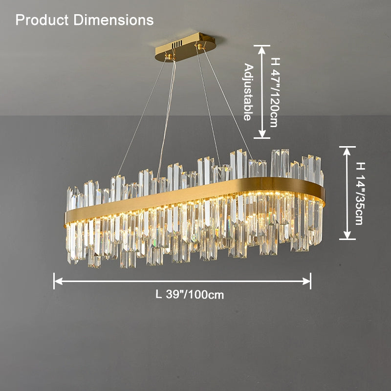 Lámpara de araña ovalada de cristal dorado WOMO-WM2566