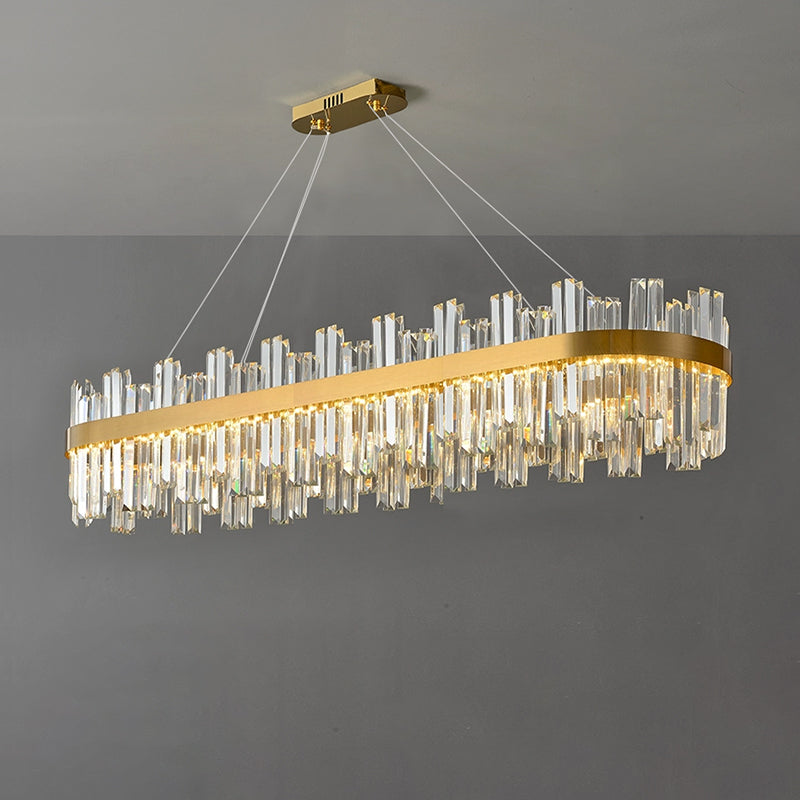 Lámpara de araña ovalada de cristal dorado WOMO-WM2566