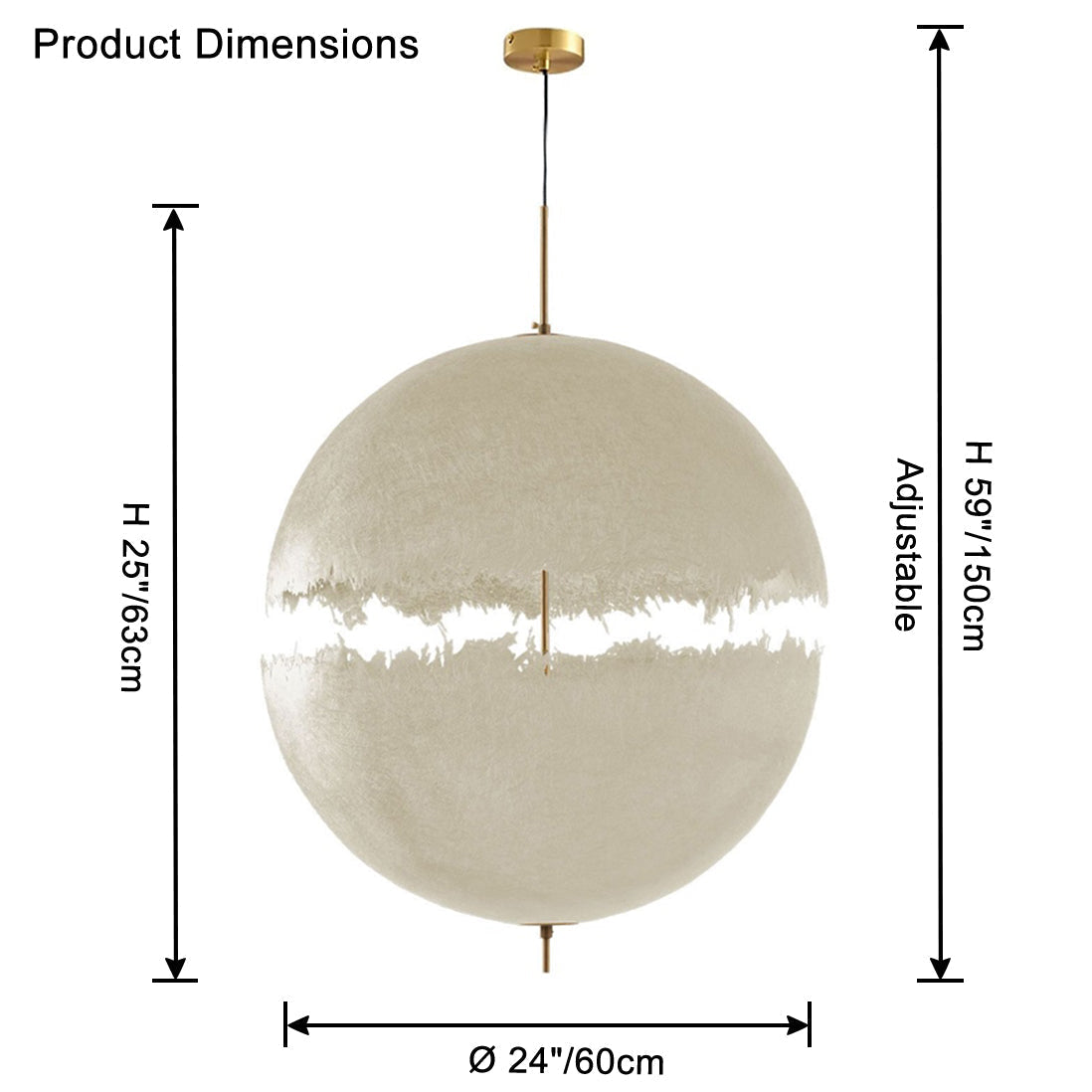 Lámpara colgante WOMO de fibra de vidrio con forma de globo - WM2577