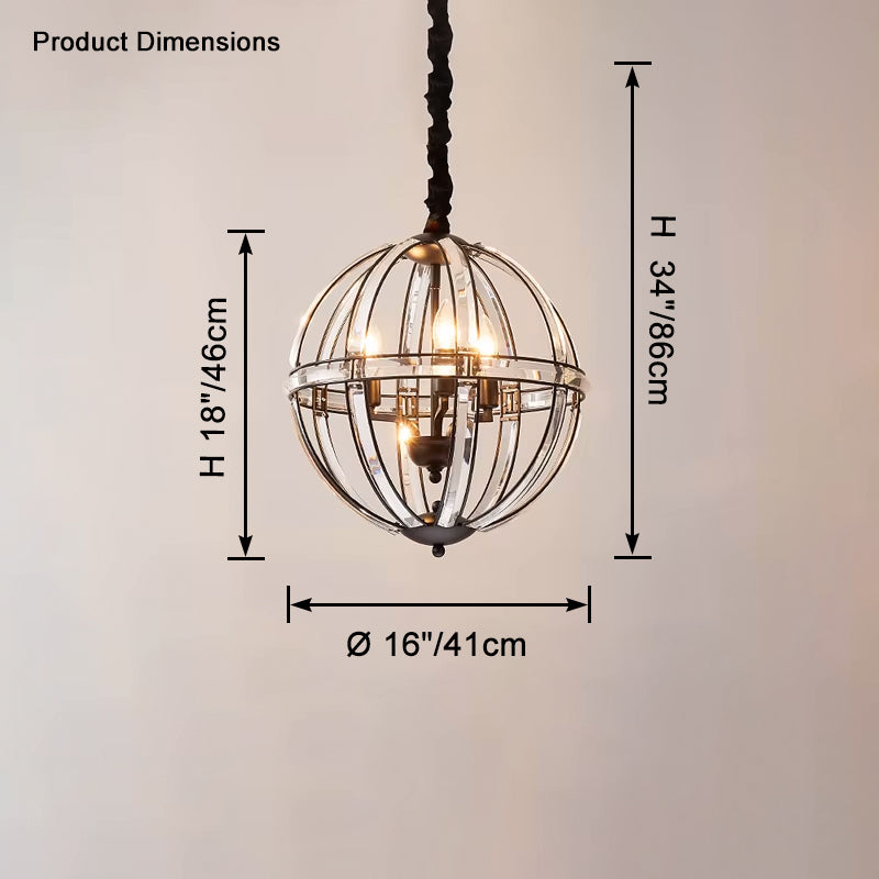 Lámpara de araña WOMO con forma de esfera de cristal tipo jaula - WM2595