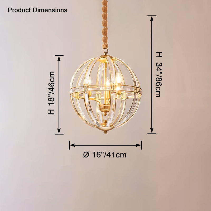 Lámpara de araña WOMO con forma de esfera de cristal tipo jaula - WM2595