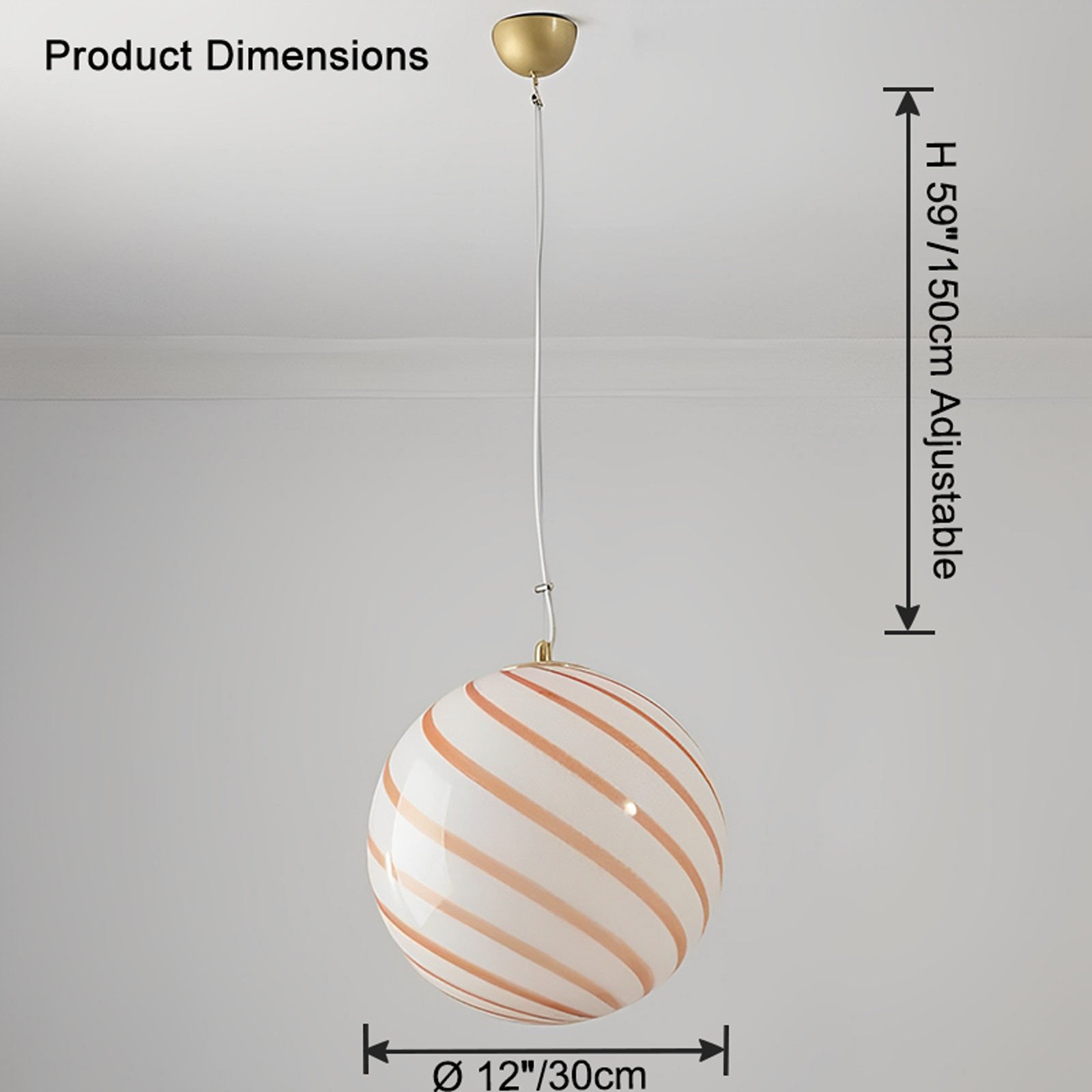 Lámpara colgante WOMO con globo de cristal en espiral - WM2613