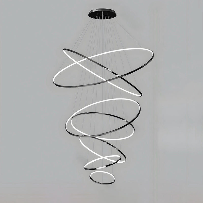Lámpara de araña LED circular escalonada WOMO negra - WM2652