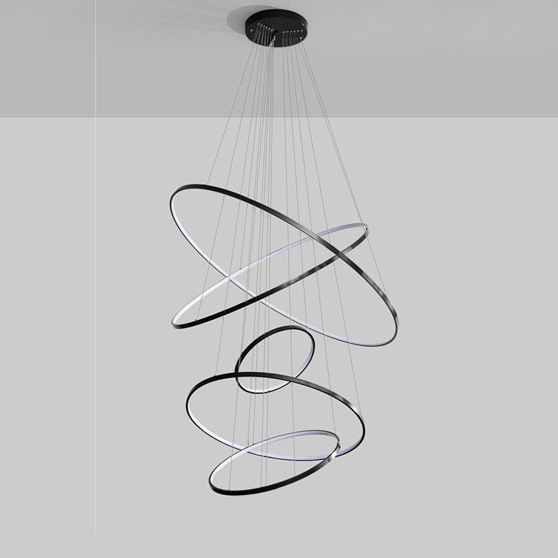 Lámpara de araña LED circular escalonada WOMO negra - WM2652