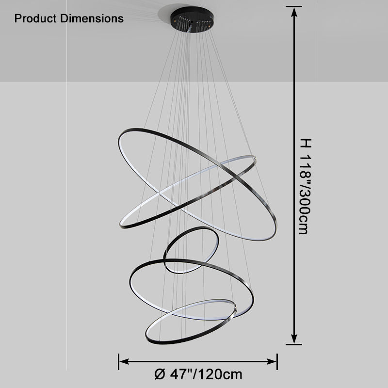 Lámpara de araña LED circular escalonada WOMO negra - WM2652