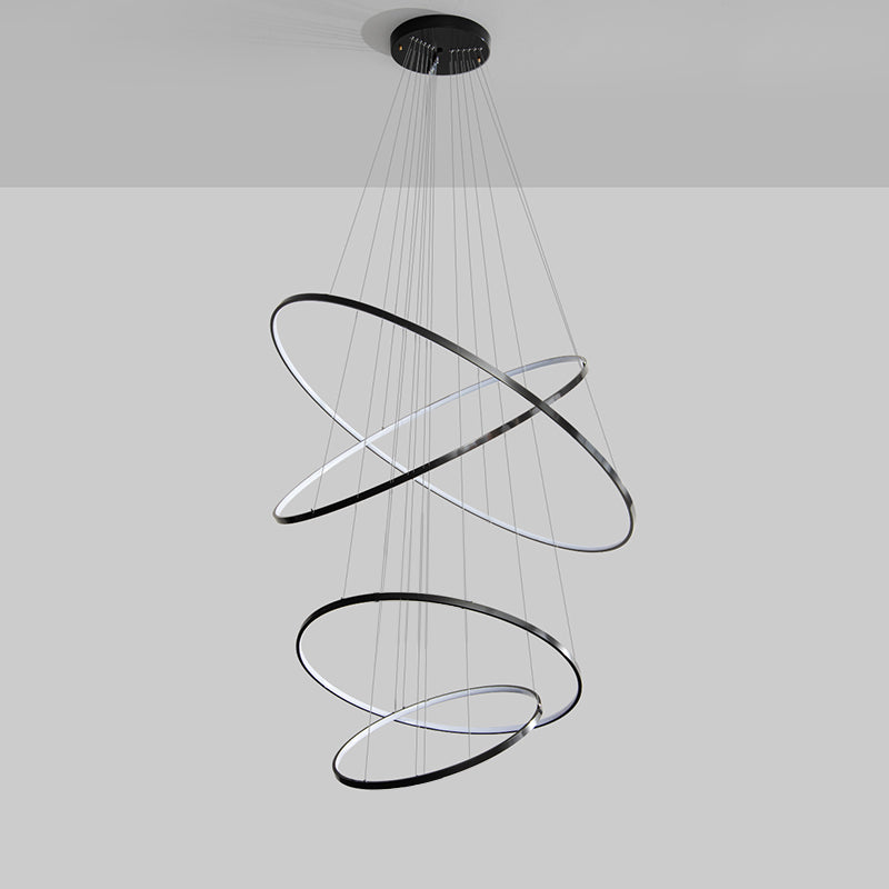 Lámpara de araña LED circular escalonada WOMO negra - WM2652