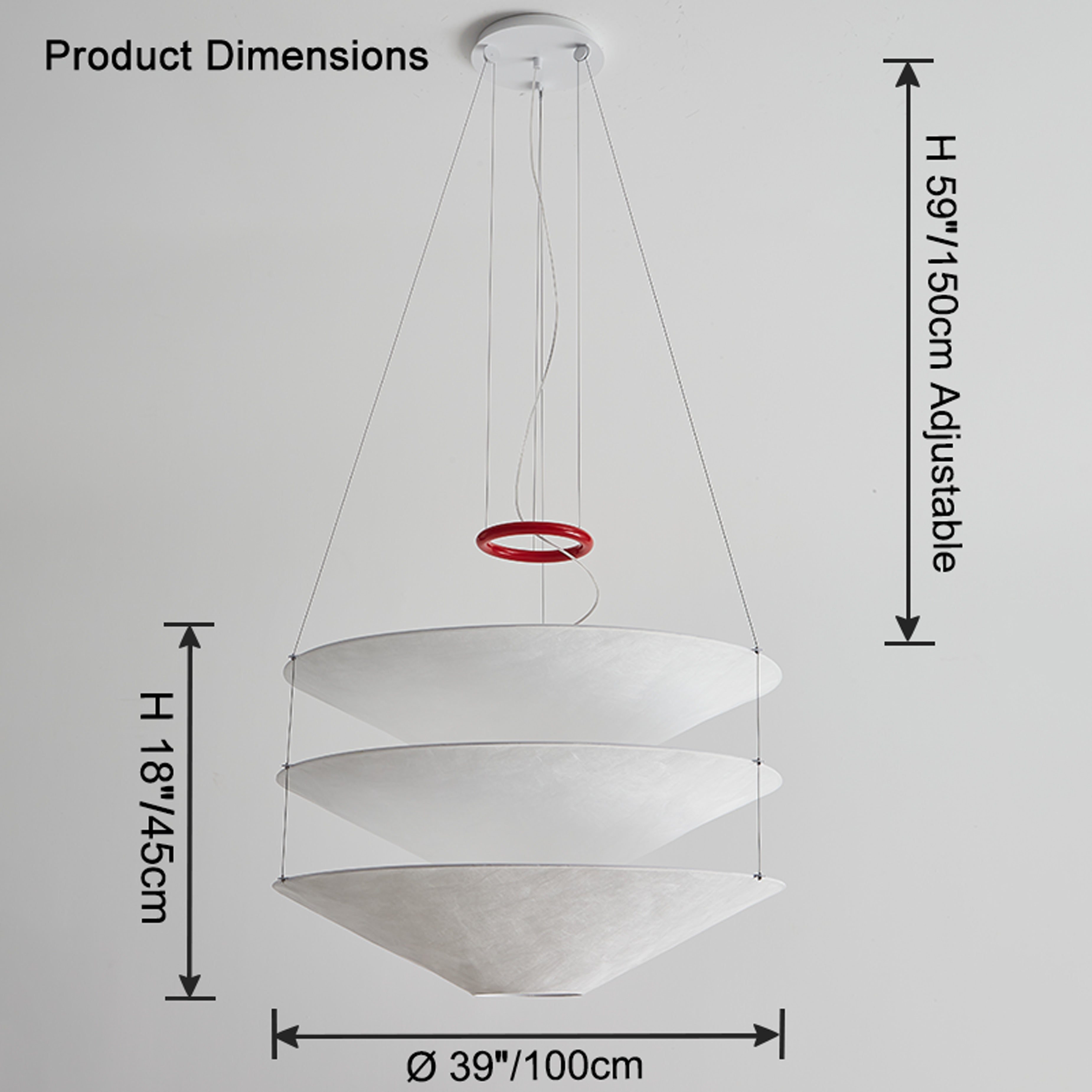 Lámpara colgante WOMO de papel de arroz con forma de cono escalonado - WM2775