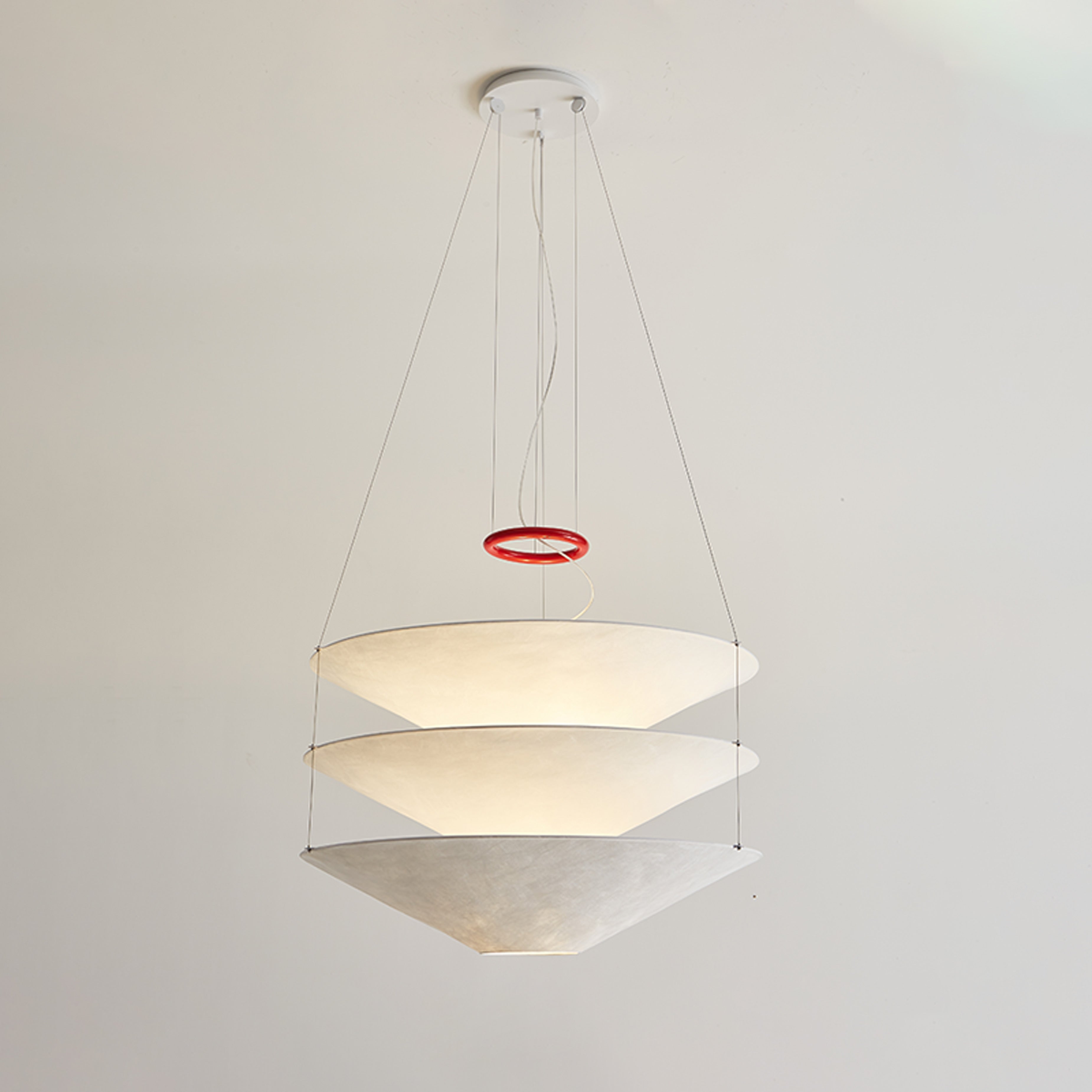 Lámpara colgante WOMO de papel de arroz con forma de cono escalonado - WM2775