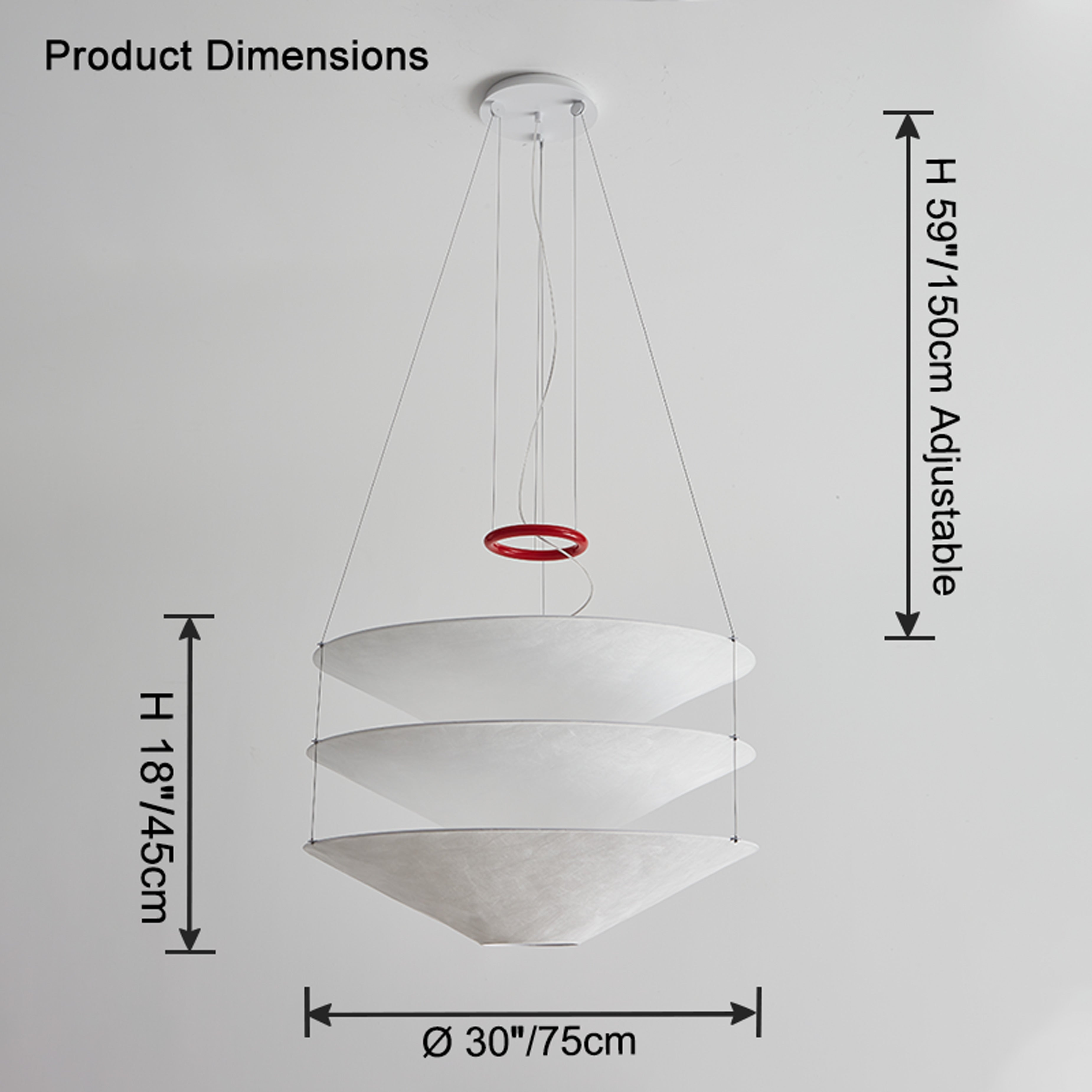 Lámpara colgante WOMO de papel de arroz con forma de cono escalonado - WM2775