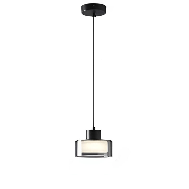 Lámpara colgante WOMO de cristal negro tipo tambor - WM2787