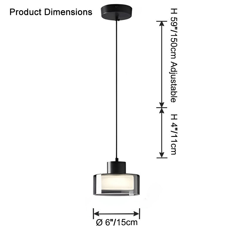 Lámpara colgante WOMO de cristal negro tipo tambor - WM2787