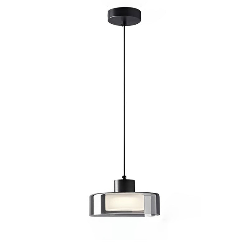 Lámpara colgante WOMO de cristal negro tipo tambor - WM2787