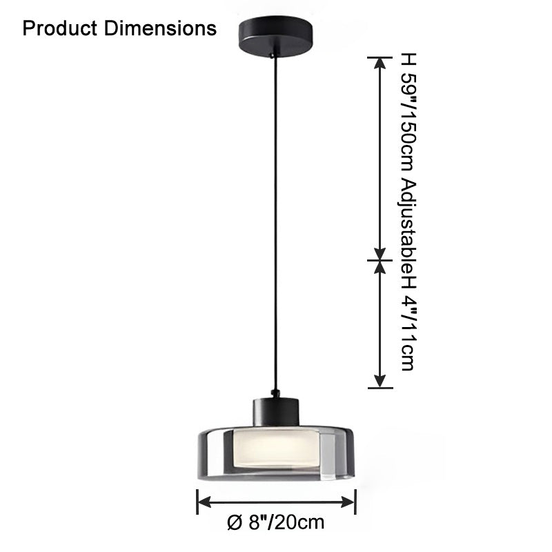 Lámpara colgante WOMO de cristal negro tipo tambor - WM2787