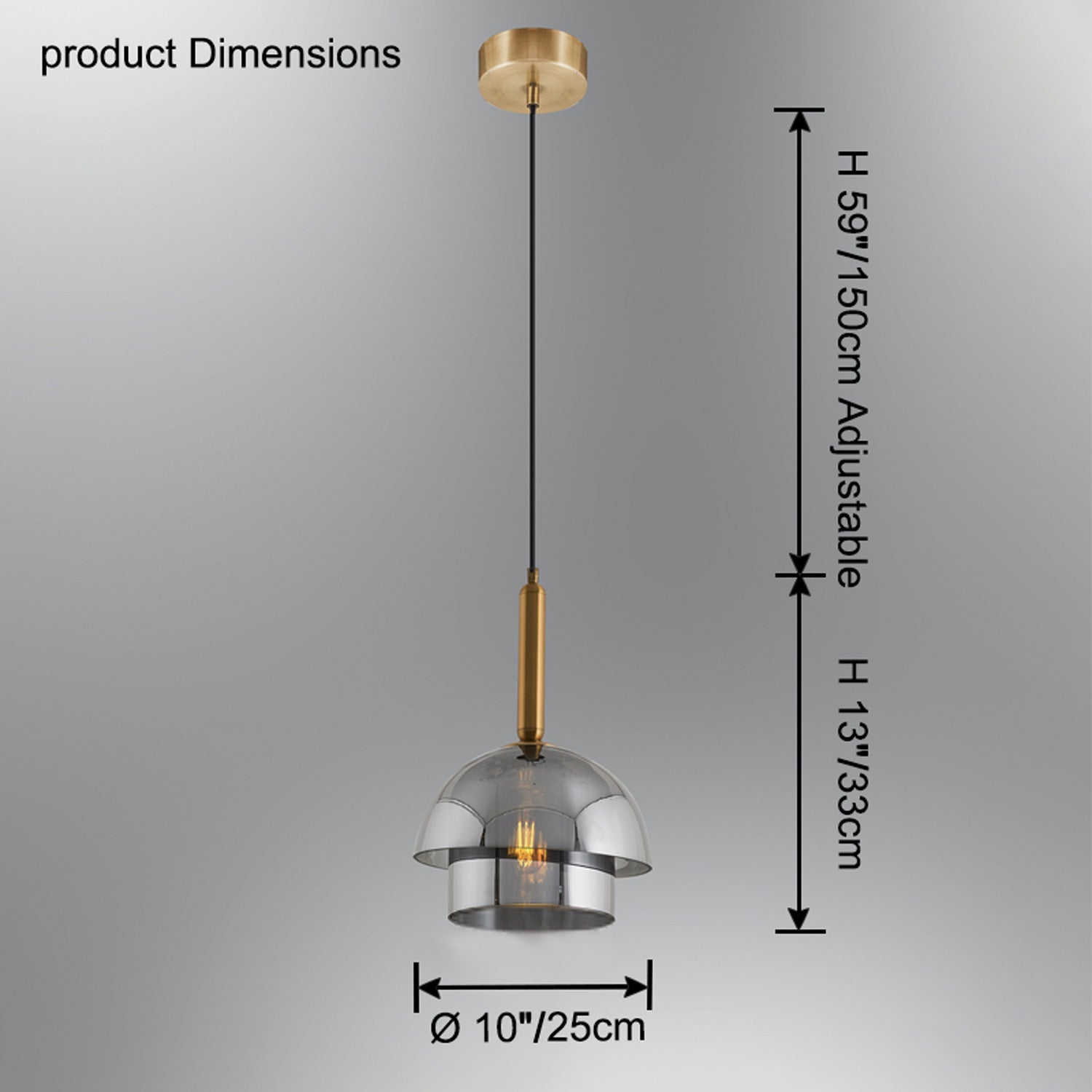 Lámpara colgante WOMO de cristal con forma de campana - WM2789