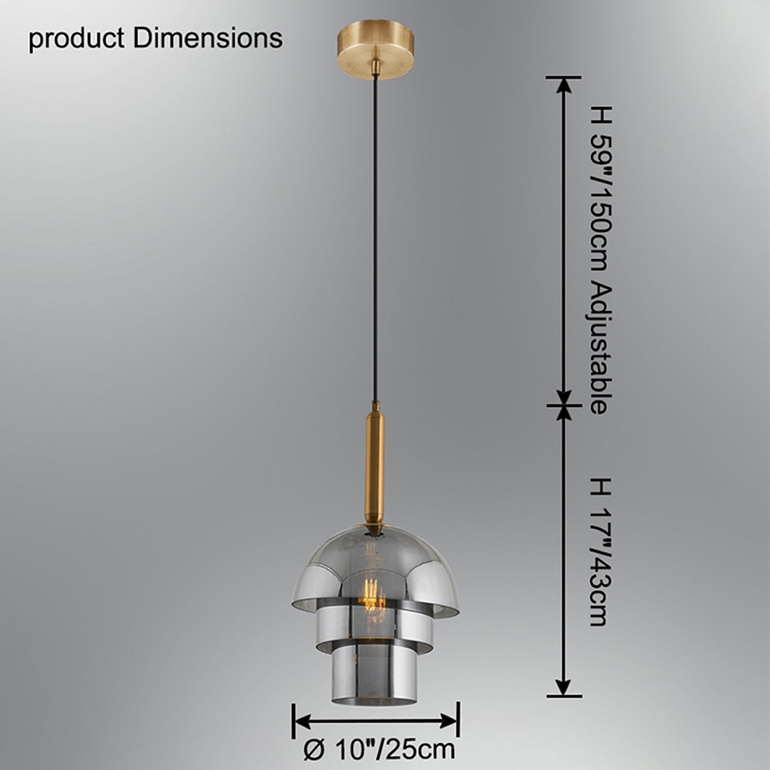 Lámpara colgante WOMO de cristal con forma de campana - WM2789