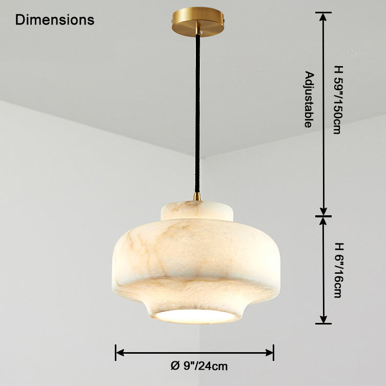 Lámpara colgante WOMO Drum Alabaster