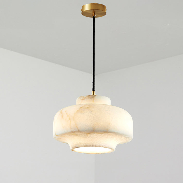 Lámpara colgante WOMO Drum Alabaster