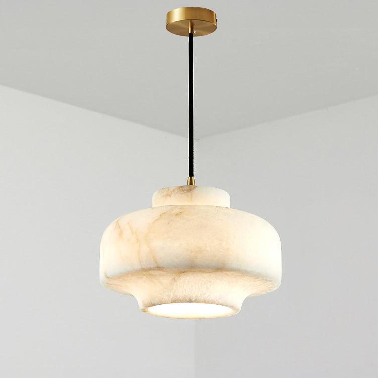 Lámpara colgante WOMO Drum Alabaster
