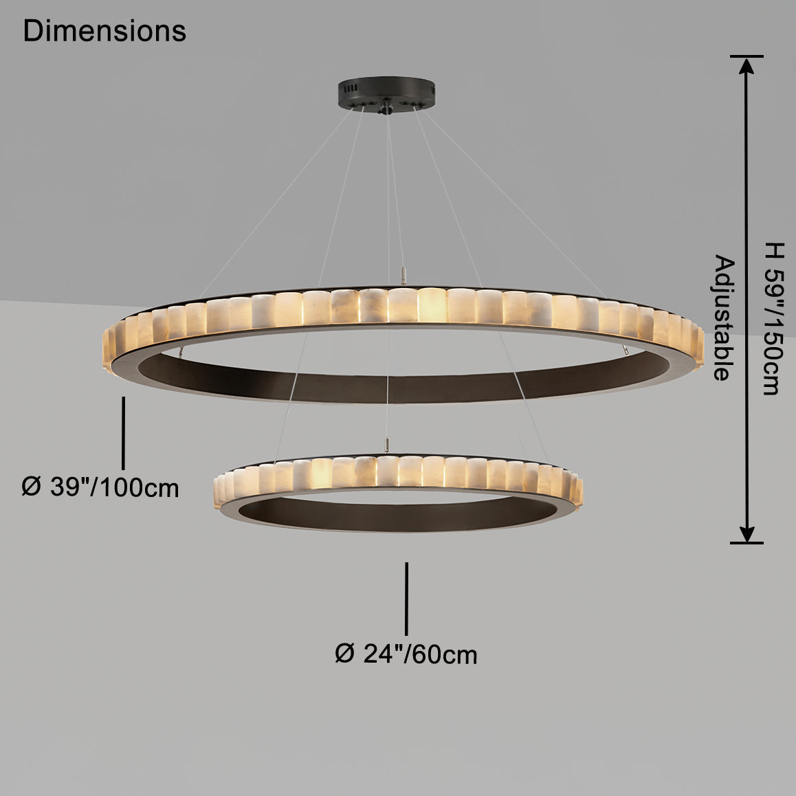 WOMO Multi-Tiered Alabaster Round Chandelier - WM2858
