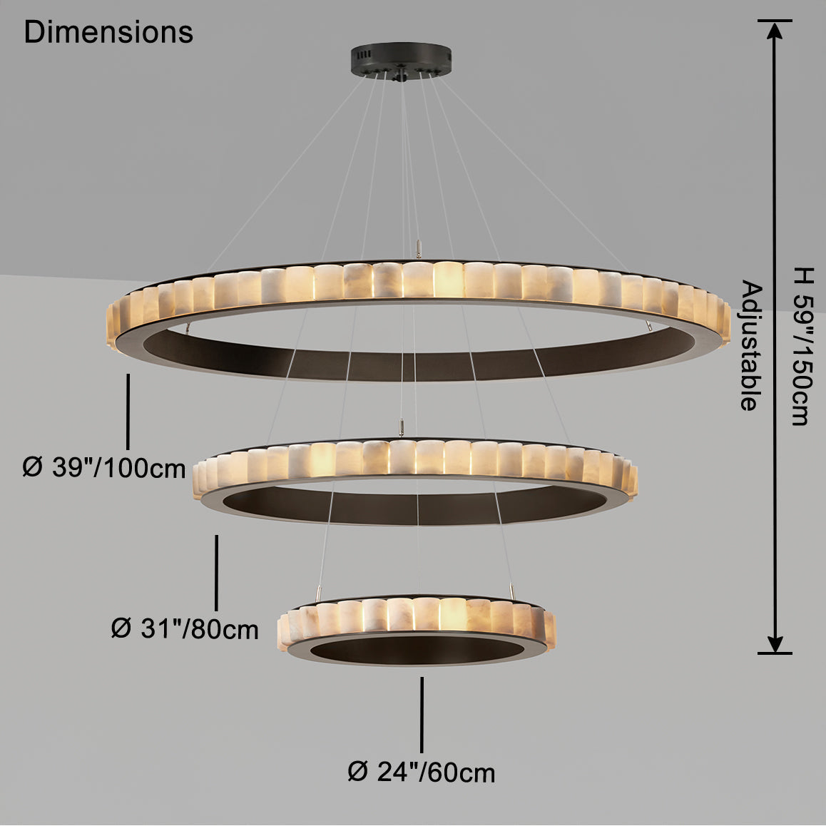 WOMO Multi-Tiered Alabaster Round Chandelier - WM2858