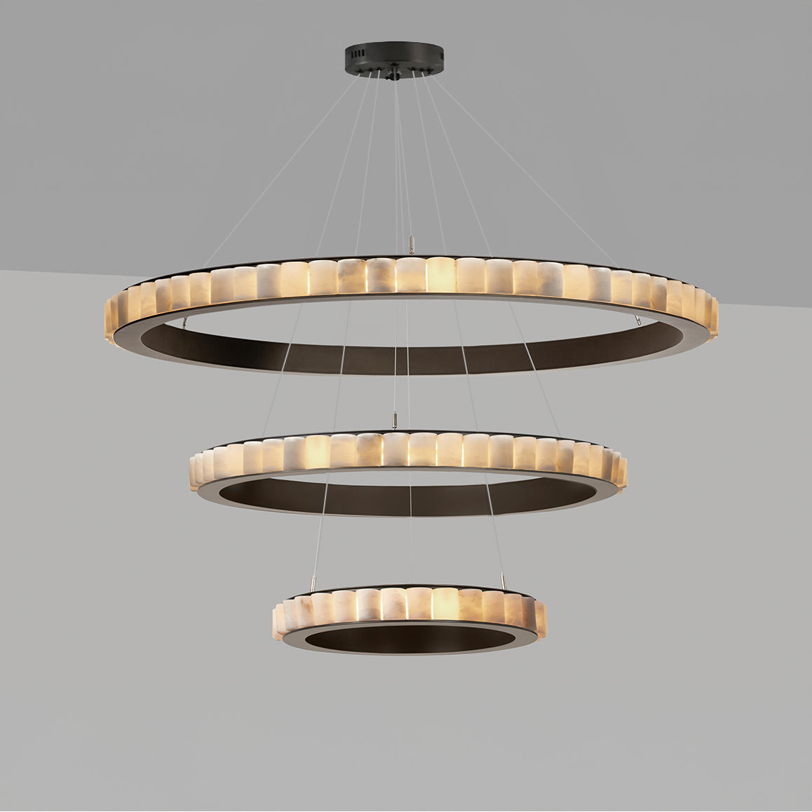 WOMO Multi-Tiered Alabaster Round Chandelier - WM2858