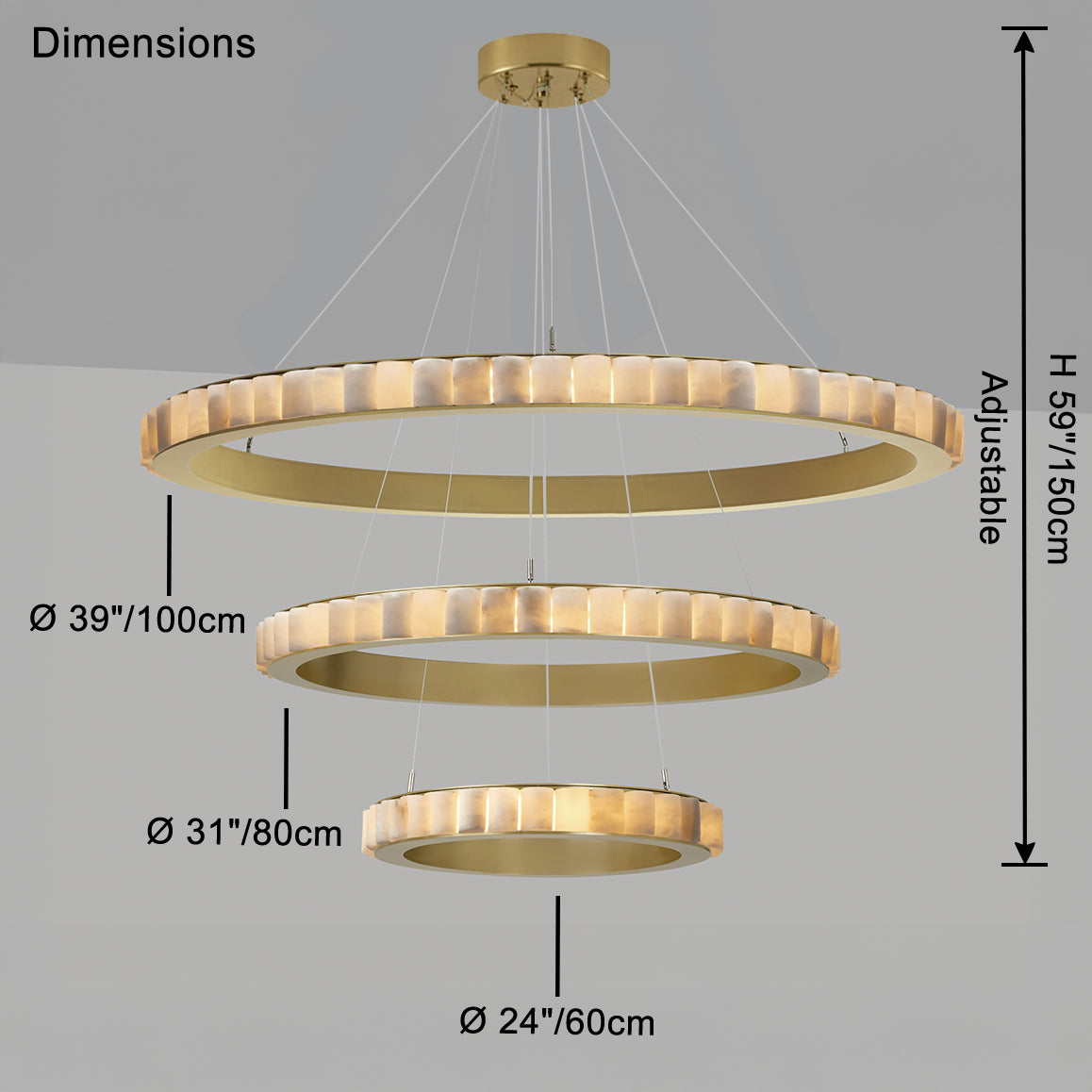 WOMO Multi-Tiered Alabaster Round Chandelier - WM2858