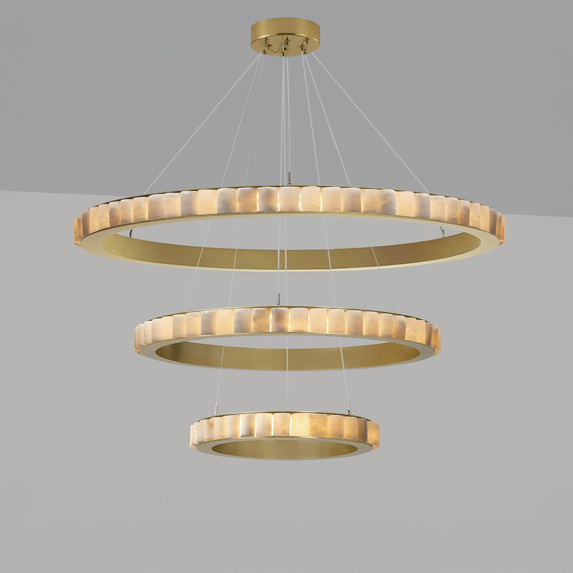 WOMO Multi-Tiered Alabaster Round Chandelier - WM2858