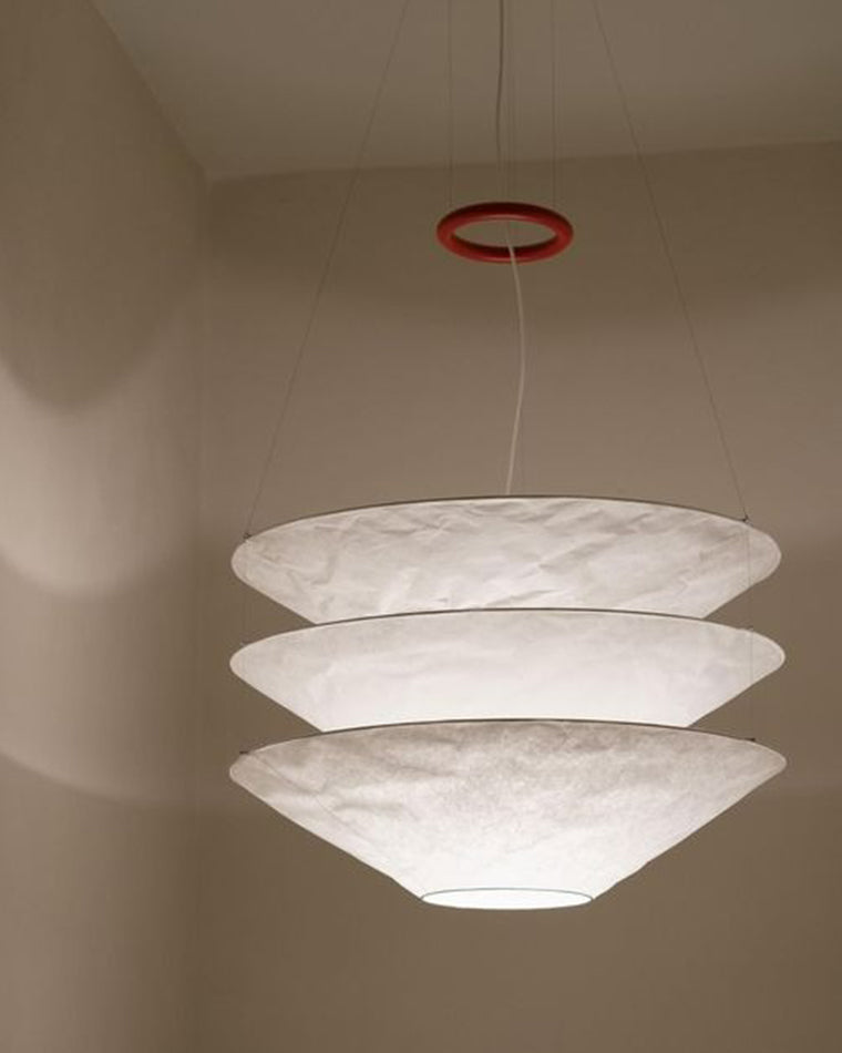 Lámpara colgante WOMO de papel de arroz con forma de cono escalonado - WM2775
