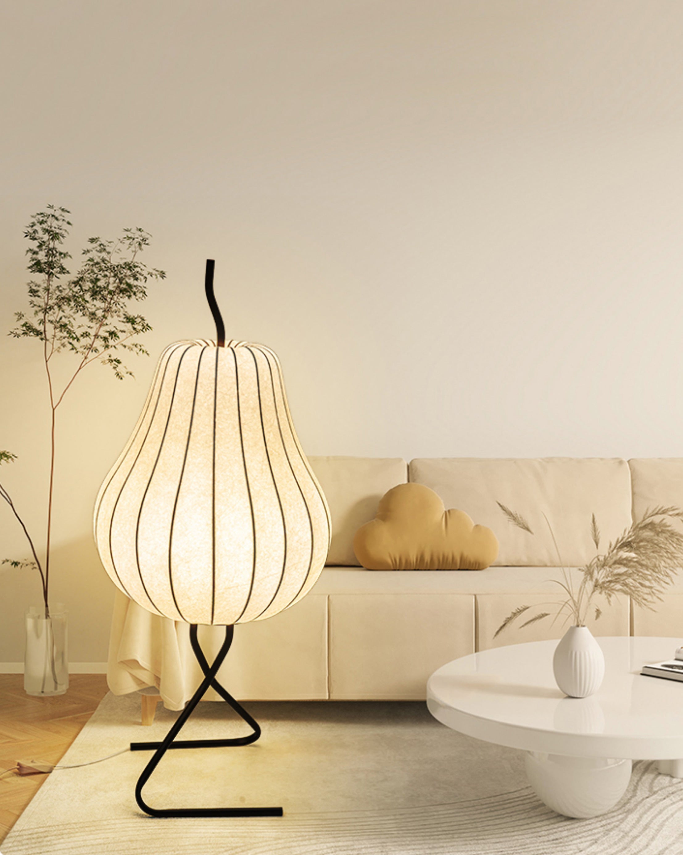 WOMO Pear Shaped Silk Floor Lamp - WM7126