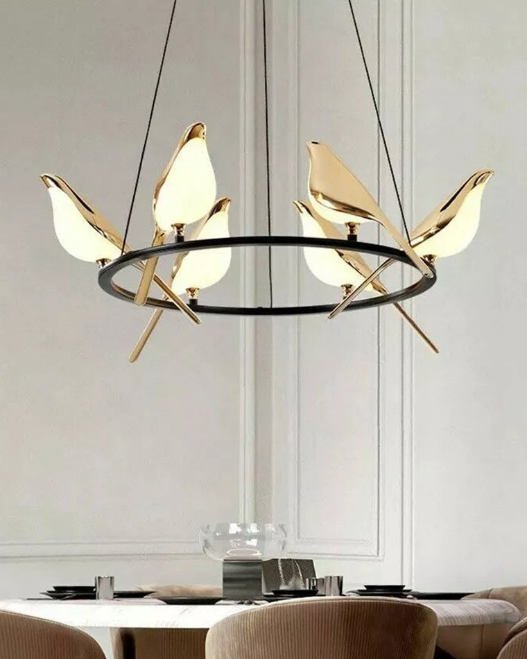 WOMO Gold Bird Round Chandelier - WM2512d