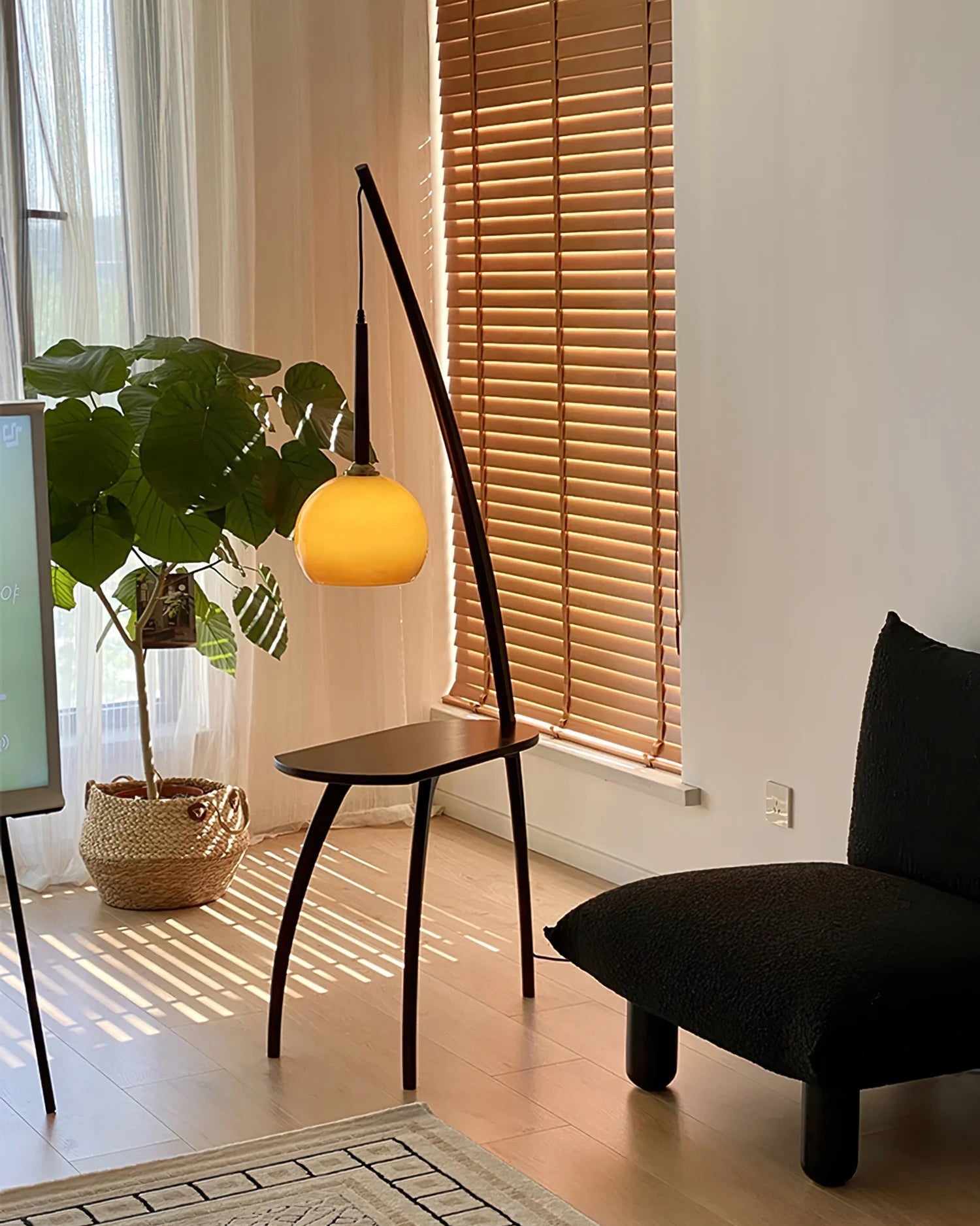 WOMO Wooden Hanging Floor Lamp with Table - WM7130