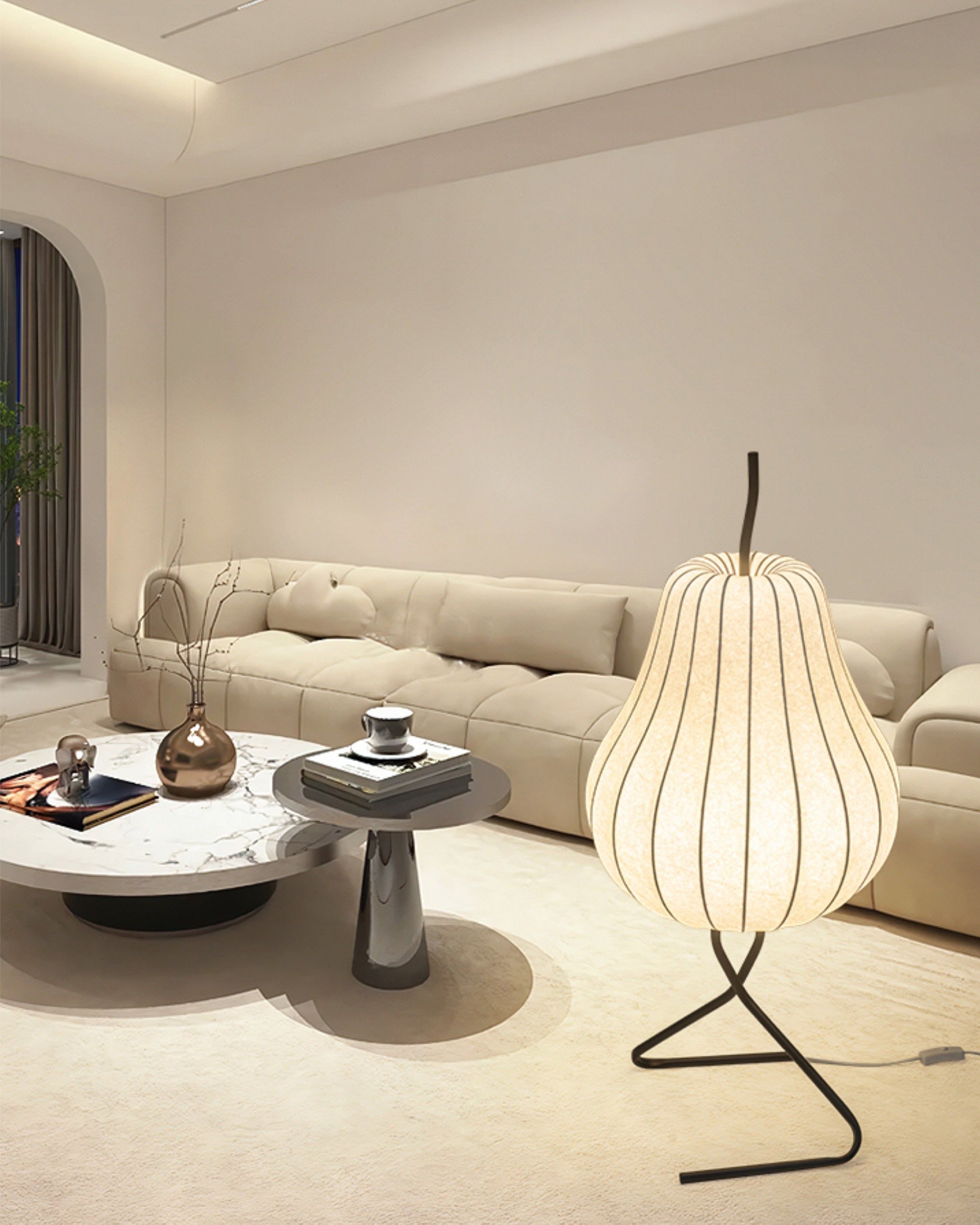 WOMO Pear Shaped Silk Floor Lamp - WM7126