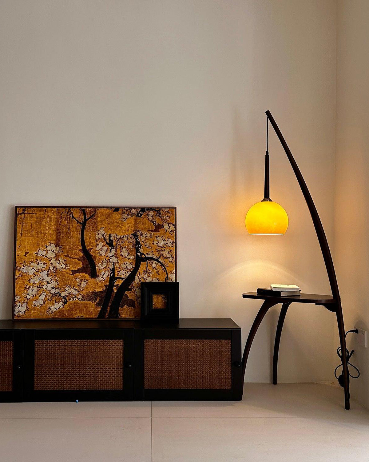 WOMO Wooden Hanging Floor Lamp with Table - WM7130