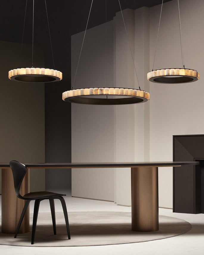 WOMO Multi-Tiered Alabaster Round Chandelier - WM2858