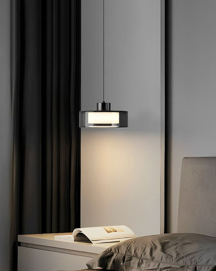 Lámpara colgante WOMO de cristal negro tipo tambor - WM2787