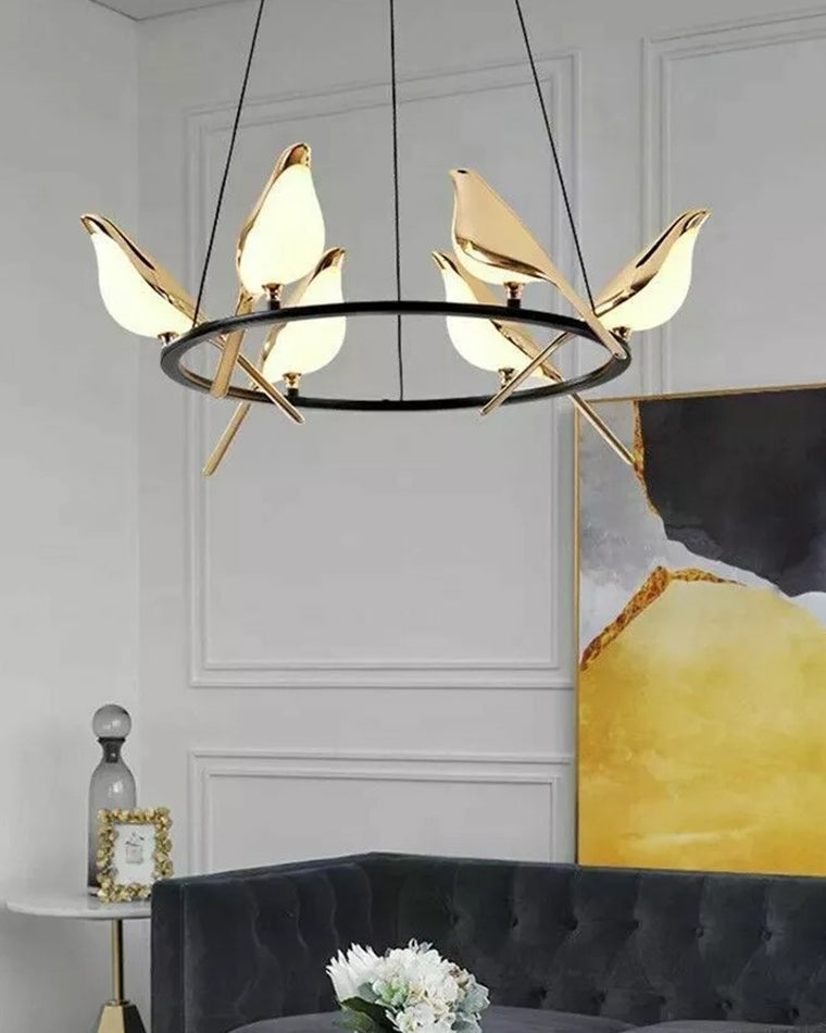 WOMO Gold Bird Round Chandelier - WM2512d