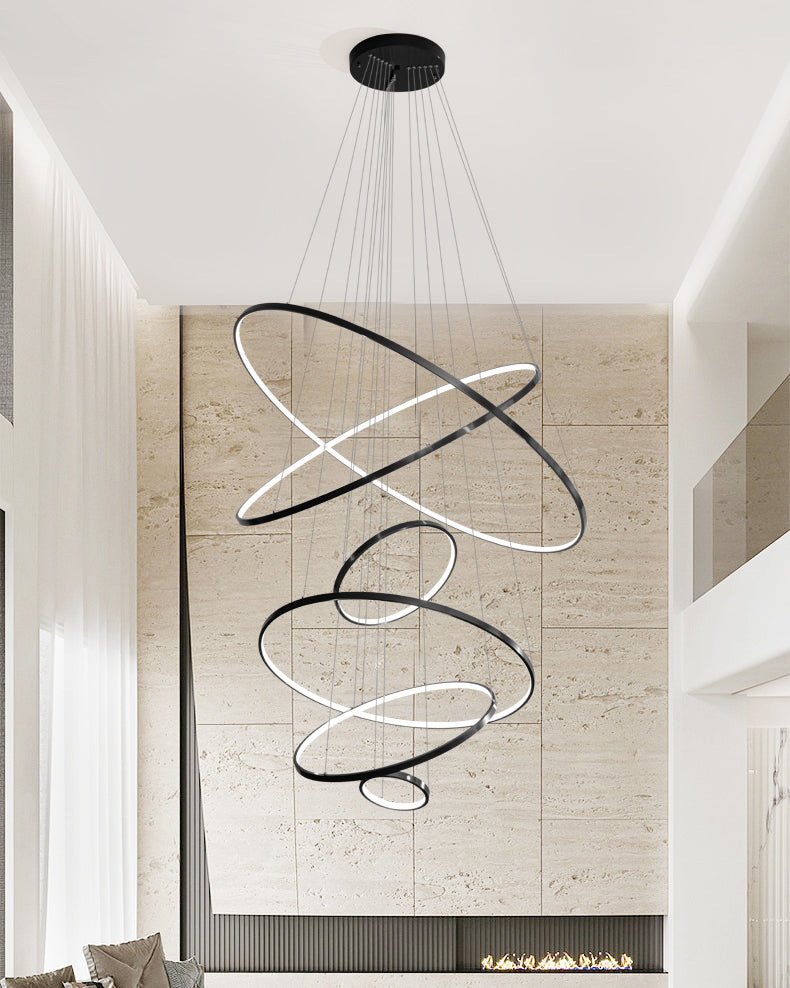 Lámpara de araña LED circular escalonada WOMO negra - WM2652