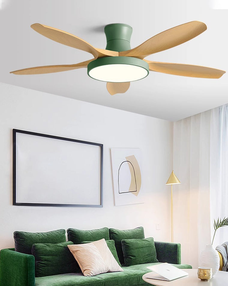 WOMO Large Scandinavian Flush Mount Ceiling Fans with Light - WM5130