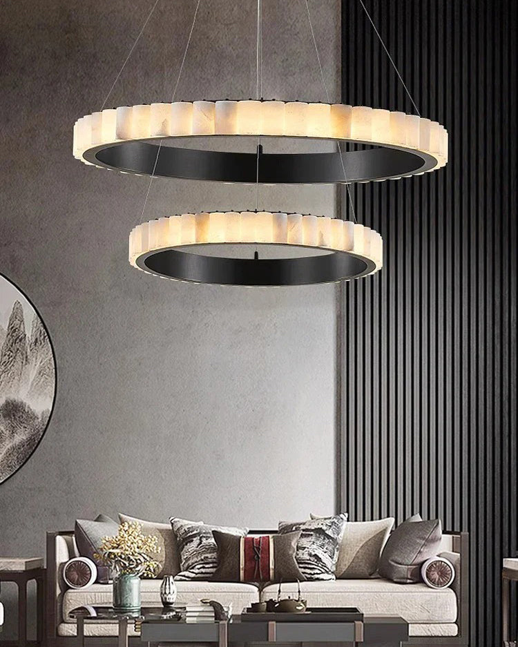 WOMO Multi-Tiered Alabaster Round Chandelier - WM2858