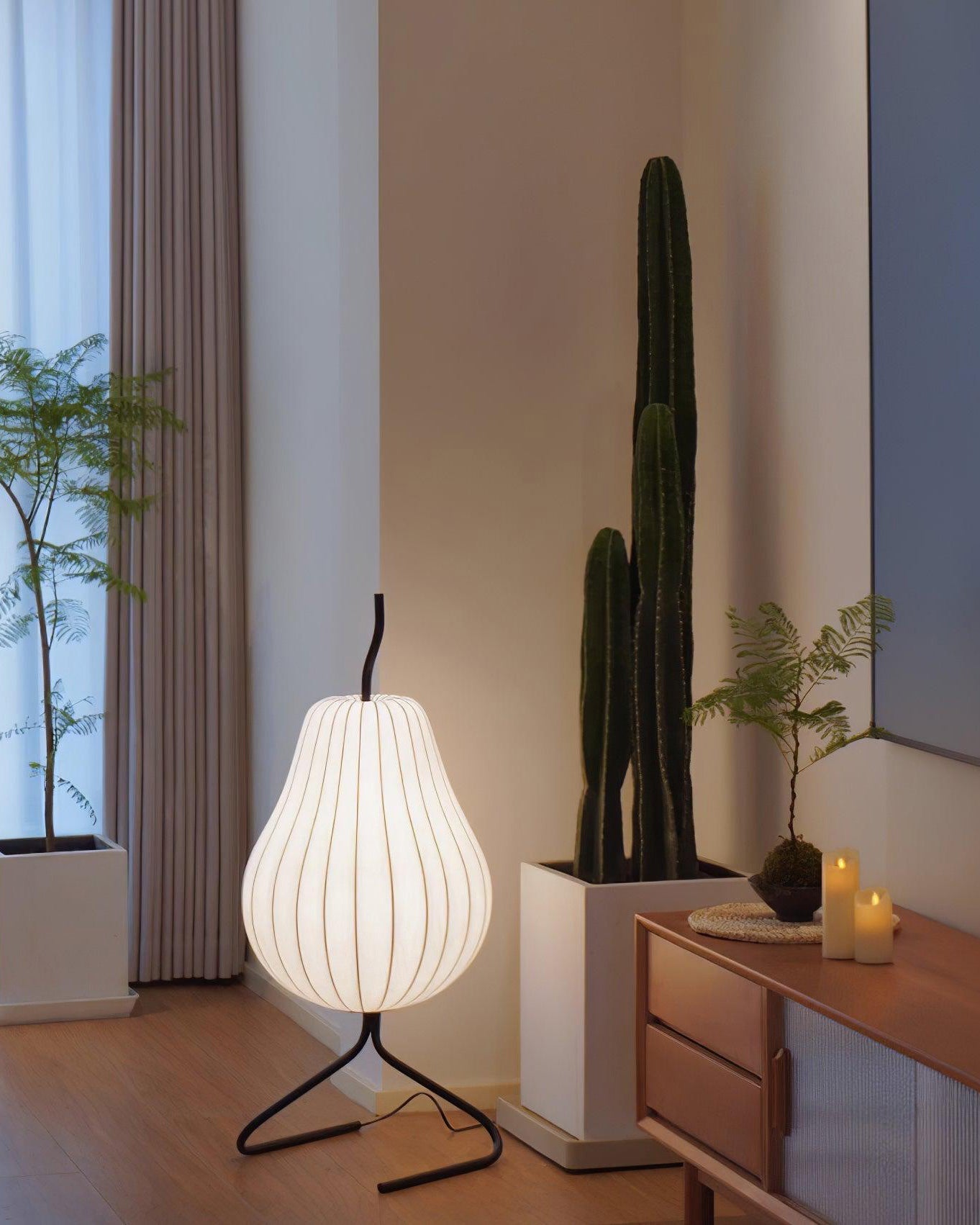 WOMO Pear Shaped Silk Floor Lamp - WM7126