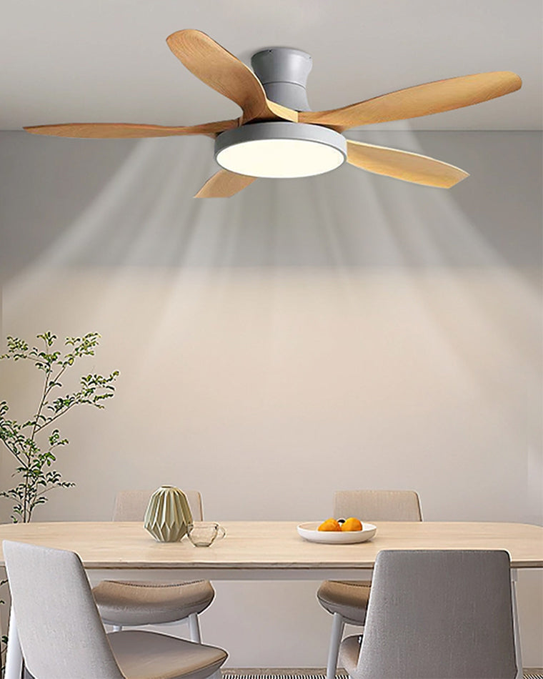 WOMO Large Scandinavian Flush Mount Ceiling Fans with Light - WM5130