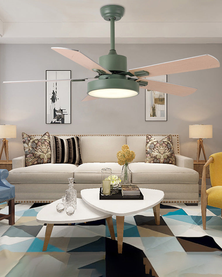 WOMO Ventiladores de techo con luz Moderna de Madera con 5 Aspas - WM5039