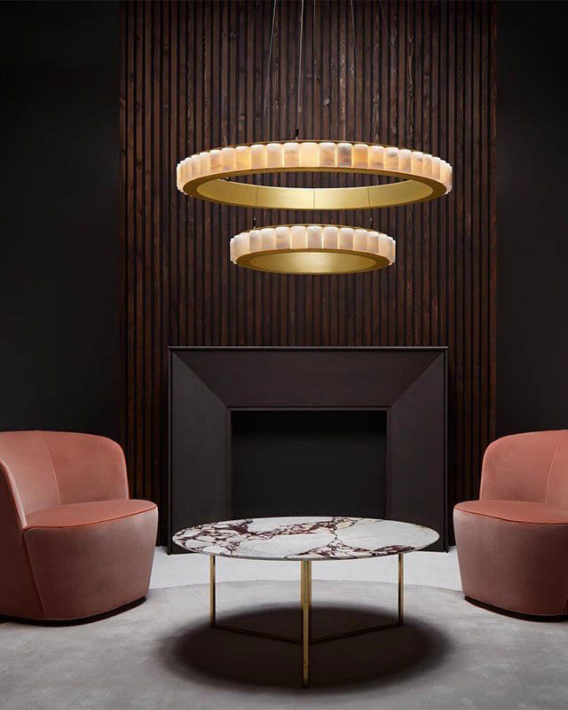 WOMO Multi-Tiered Alabaster Round Chandelier - WM2858