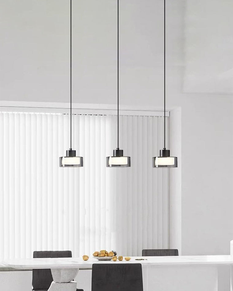 Lámpara colgante WOMO de cristal negro tipo tambor - WM2787
