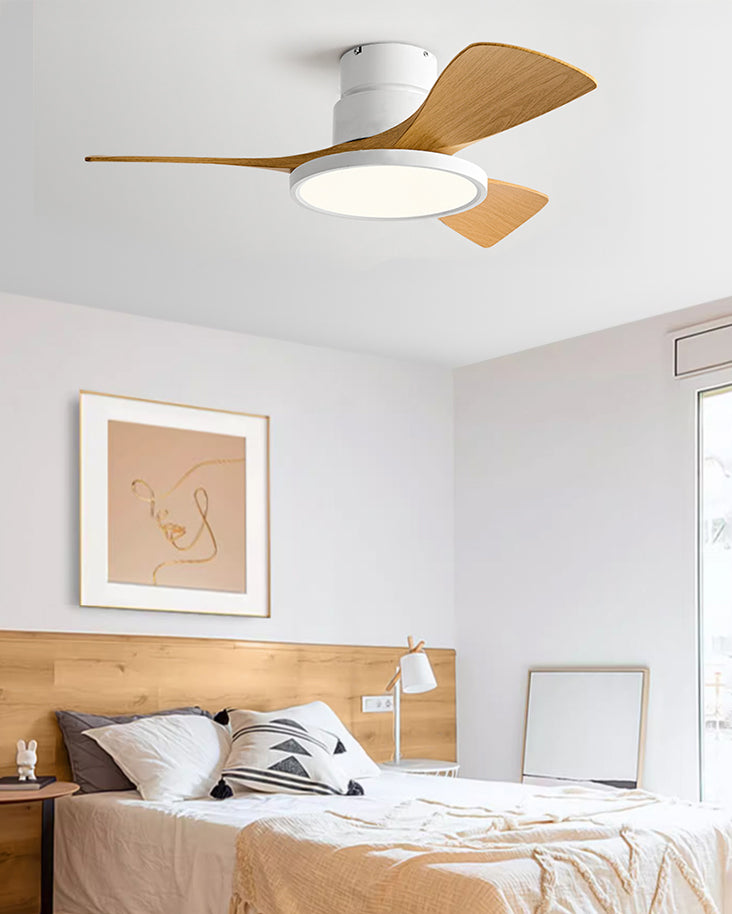 WOMO Ventiladores de techo con luz con 3 Aspas, Perfil Bajo - WM5170